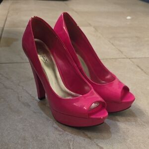 City Streets Pink Peep-Toe Heels